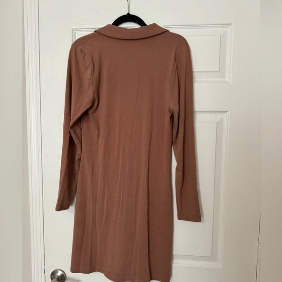Abercrombie Ruched Long Sleeve Button Front Mini Dress size L - Picture 6 of 6